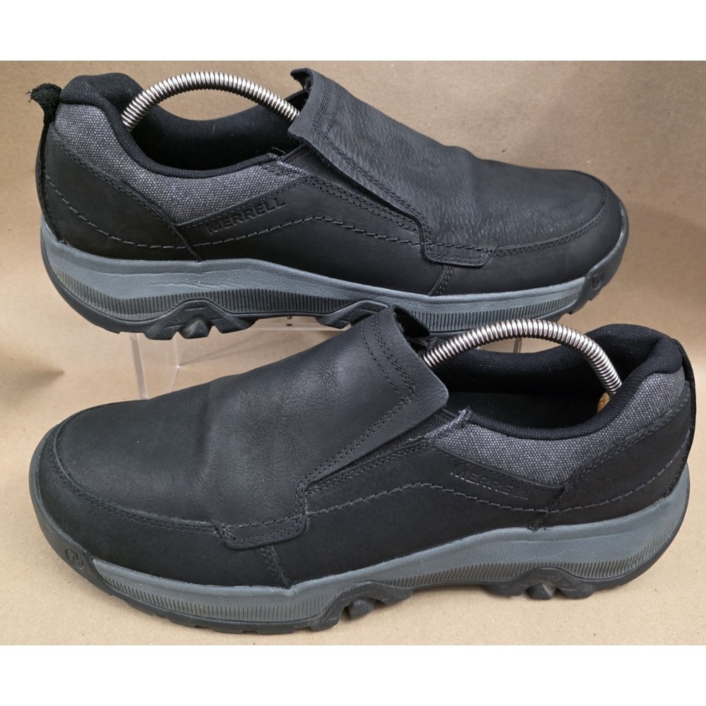 Merrell Anvik (Sz 13) Pace Moc Black Leather Slip On Trail Shoes Loafers J16683